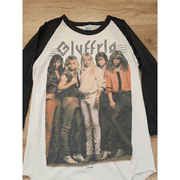 Giuffria 1985 World Tour T-Shirt, Men's M, White/Black Raglan Vintage - Picture 2 of 5
